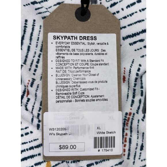 NEW‎ PrAna Skypath Dress XL White w/Multicolor Pattern Knit Sleeveless Shelf Bra - Picture 11 of 13